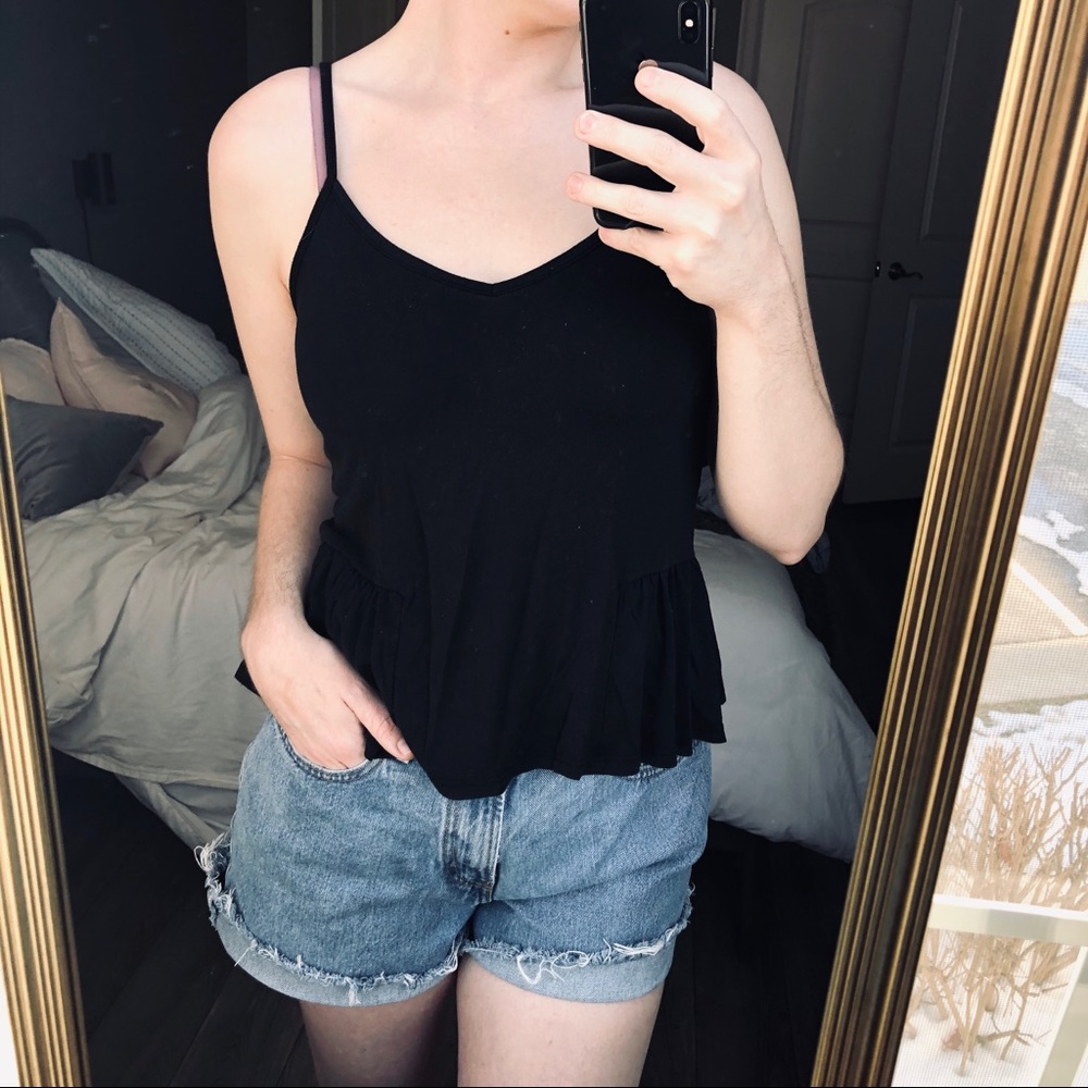 Mossimo Simple Black Peplum Tank Top